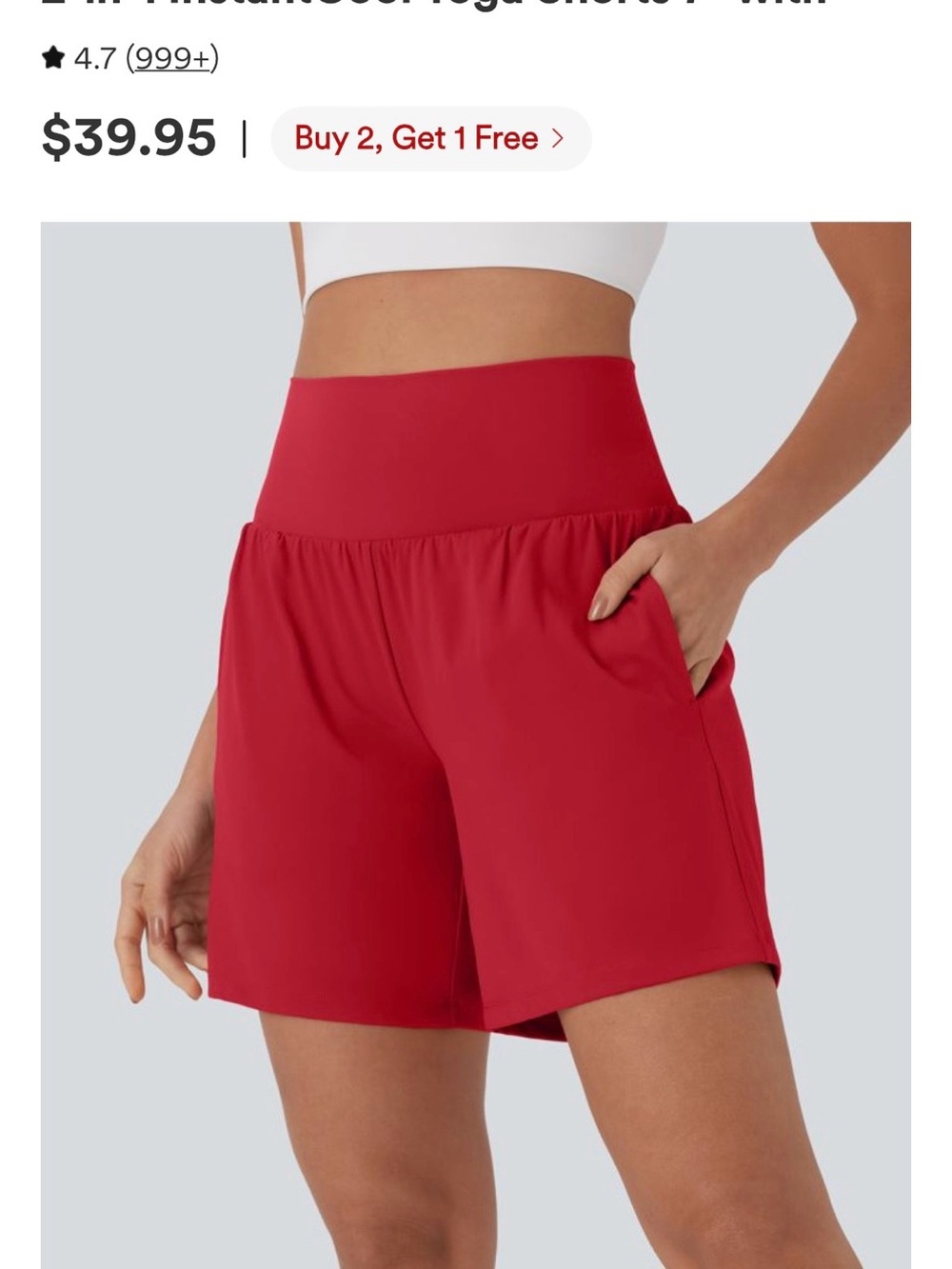 NWT Halara Airy Super High Waisted  InstantCool Yoga Shorts 7" Red Salsa Lg